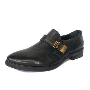 KBR Black Leather Slip On Loafers Snakeskin Shoes